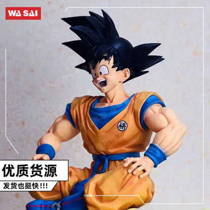 12CM Bandai Dragon Ball Z Anime Figure Sitting Position Son Goku Super Saiyan Action Figure Collection Model Doll Child Toy Gift
